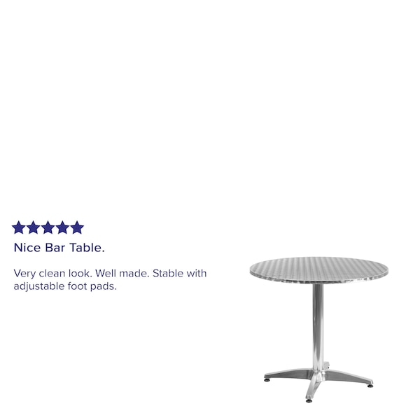 Flash Furniture Round Table, Round, Aluminum, 31.5", Aluminum, Plastic, Stainless Steel, Grey - TLH-052-3-GG