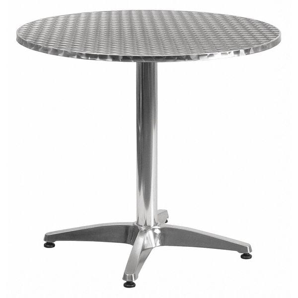 Flash Furniture Round Table, Round, Aluminum, 31.5", Aluminum, Plastic, Stainless Steel, Grey - TLH-052-3-GG