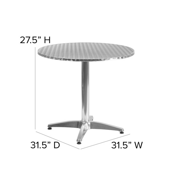 Flash Furniture Round Table, Round, Aluminum, 31.5", Aluminum, Plastic, Stainless Steel, Grey - TLH-052-3-GG