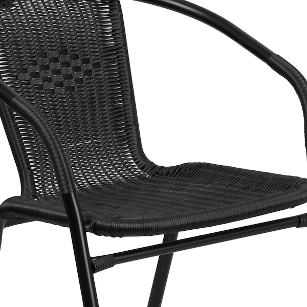 Flash Furniture Square Table Set, 28 W, 28 L, 28 H, Aluminum, Glass, Metal, Plastic, Rattan, Clear - TLH-073SQ-037BK4-GG