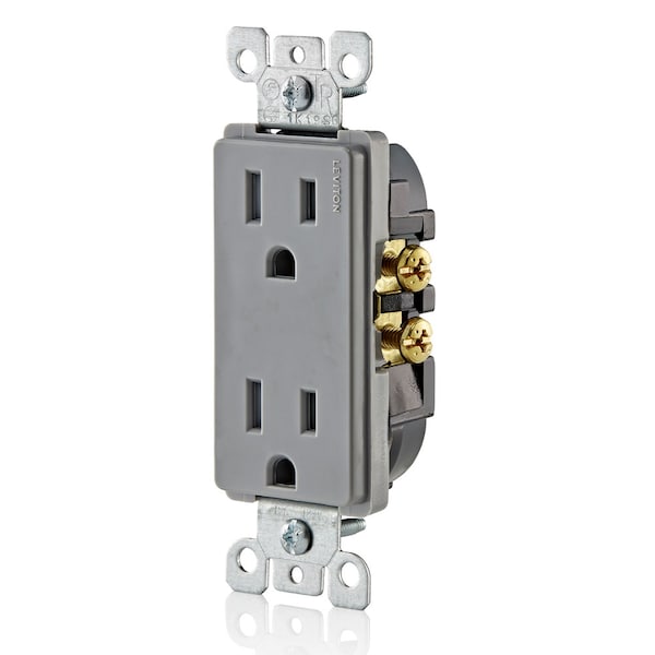 Leviton Electrical Receptacles 5-15R Decora Recep Tr Gray - T5325-GY