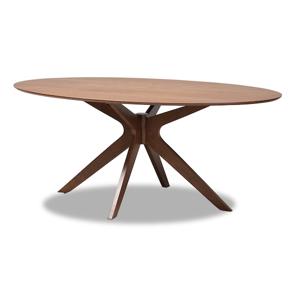 Baxton Studio Monte Mid-Century Modern Walnut Brown Finished Wood 71-Inch Oval Dining Table - 180-11187-ZORO