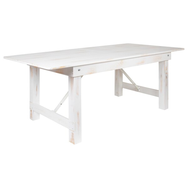 Flash Furniture Rectangle 40.25 W, 84 L, 30 H, Pine Wood, Steel, Wood Grain - XA-F-84X40-WH-GG