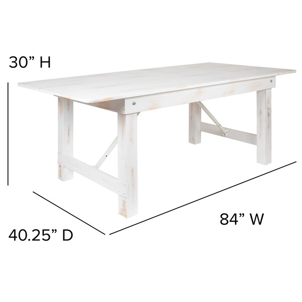 Flash Furniture Rectangle 40.25 W, 84 L, 30 H, Pine Wood, Steel, Wood Grain - XA-F-84X40-WH-GG