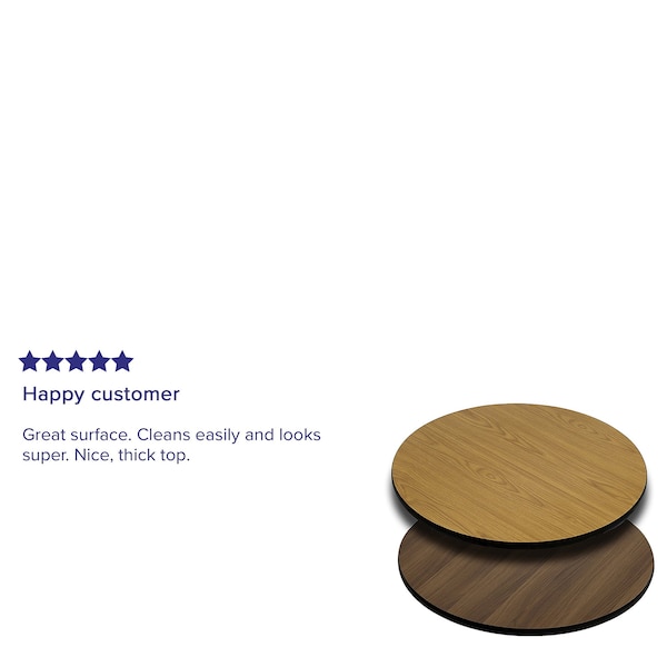 Flash Furniture Round Table Top with Natural or Walnut R, Natural/Walnut - XU-RD-24-WNT-GG