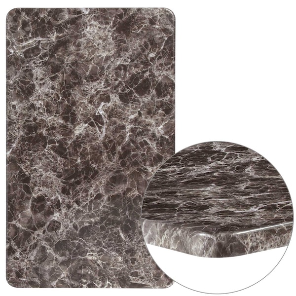 Flash Furniture Rectangular Gray Marble Laminate Table T - XU-2442-MAR-GG