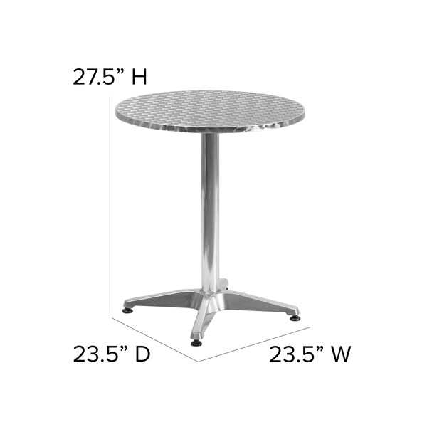 Flash Furniture Round Table, Round, Aluminum, 23.5", 23.5 W, 23.5 L, 27.5 H, Aluminum, Plastic, Stainless Steel, Grey - TLH-052-1-GG