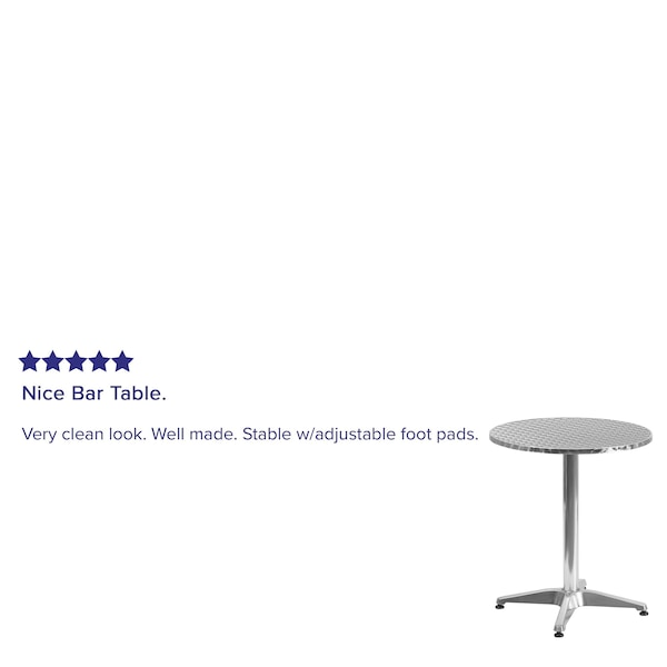 Flash Furniture Round Table, Round, Aluminum, 23.5", 23.5 W, 23.5 L, 27.5 H, Aluminum, Plastic, Stainless Steel, Grey - TLH-052-1-GG