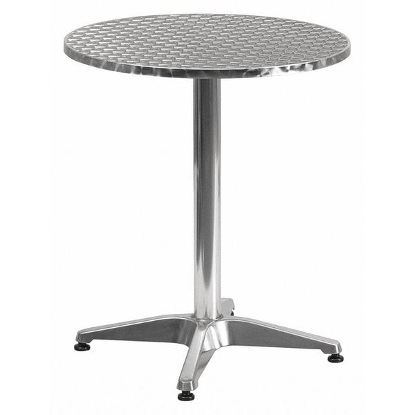 Flash Furniture Round Table, Round, Aluminum, 23.5", 23.5 W, 23.5 L, 27.5 H, Aluminum, Plastic, Stainless Steel, Grey - TLH-052-1-GG