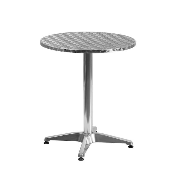 Flash Furniture Round Table, Round, Aluminum, 23.5", 23.5 W, 23.5 L, 27.5 H, Aluminum, Plastic, Stainless Steel, Grey - TLH-052-1-GG