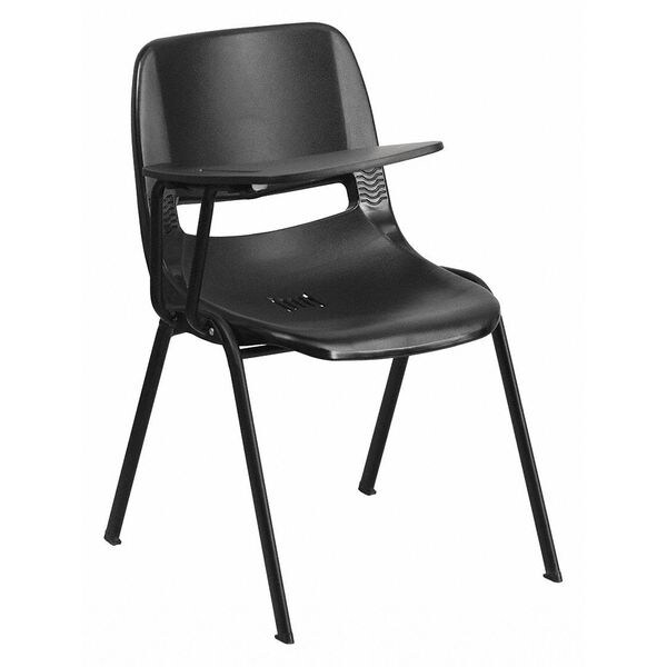 Flash Furniture Tablet Arm Chair, Right Hand Flip-Up, Blk, 21" W, 25.5" L, 32" H, Black - RUT-EO1-BK-RTAB-GG