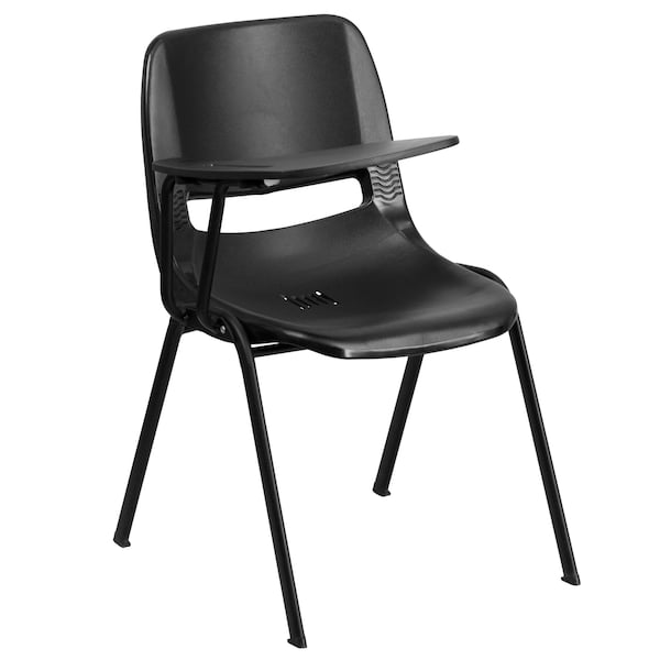 Flash Furniture Tablet Arm Chair, Right Hand Flip-Up, Blk, 21" W, 25.5" L, 32" H, Black - RUT-EO1-BK-RTAB-GG