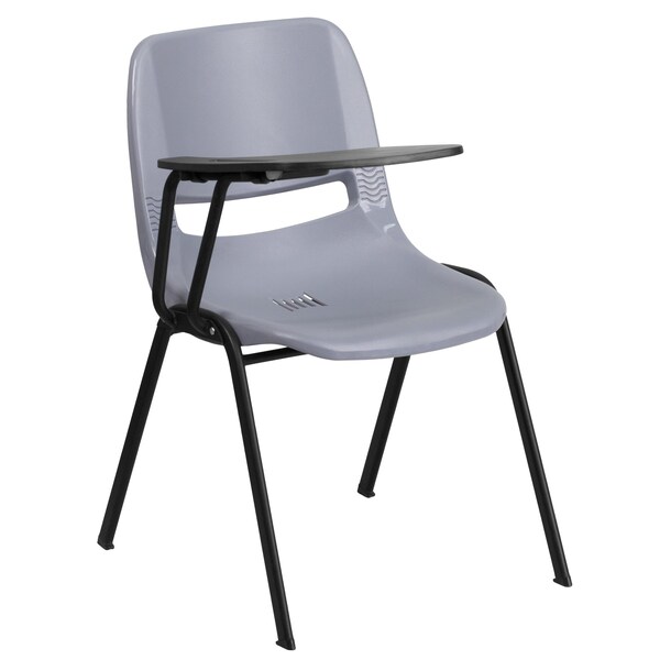 Flash Furniture Tablet Arm Chair, Right Hand Flip-Up, Gray, 21" W, 25.5" L, 32" H, Gray - RUT-EO1-GY-RTAB-GG
