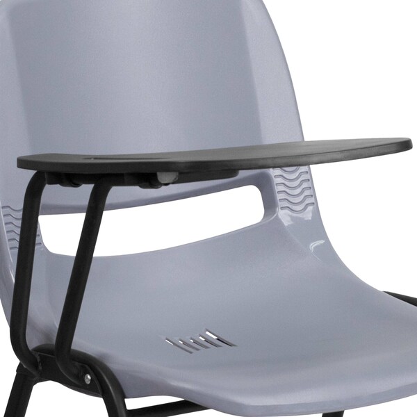 Flash Furniture Tablet Arm Chair, Right Hand Flip-Up, Gray, 21" W, 25.5" L, 32" H, Gray - RUT-EO1-GY-RTAB-GG