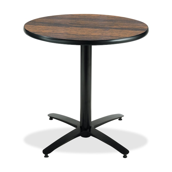 Kfi Round KFI 36in Walnut Breakroom Table with Arched X Base, 29 W, 36 L, 29 H, Laminate, Walnut - T36RD-B2125-WL