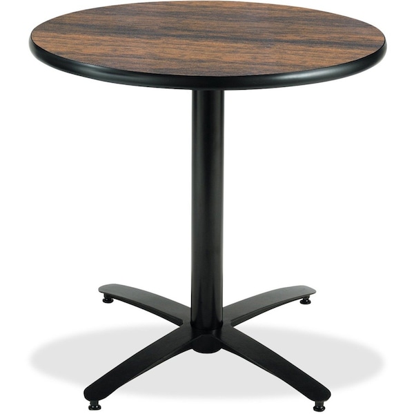 Kfi Round KFI 36in Walnut Breakroom Table with Arched X Base, 29 W, 36 L, 29 H, Laminate, Walnut - T36RD-B2125-WL