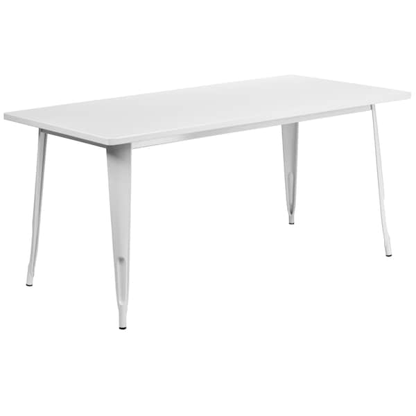 Flash Furniture Rectangle White Metal Table, 31-1/2"X63", 31.5" W, 63" L, 29.5" H, Metal, White - ET-CT005-WH-GG