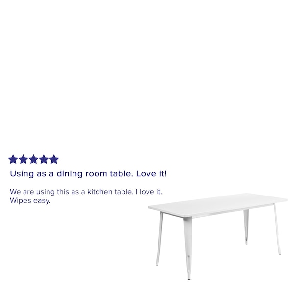Flash Furniture Rectangle White Metal Table, 31-1/2"X63", 31.5" W, 63" L, 29.5" H, Metal, White - ET-CT005-WH-GG