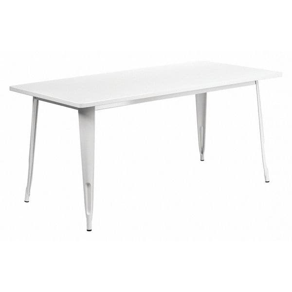 Flash Furniture Rectangle White Metal Table, 31-1/2"X63", 31.5" W, 63" L, 29.5" H, Metal, White - ET-CT005-WH-GG