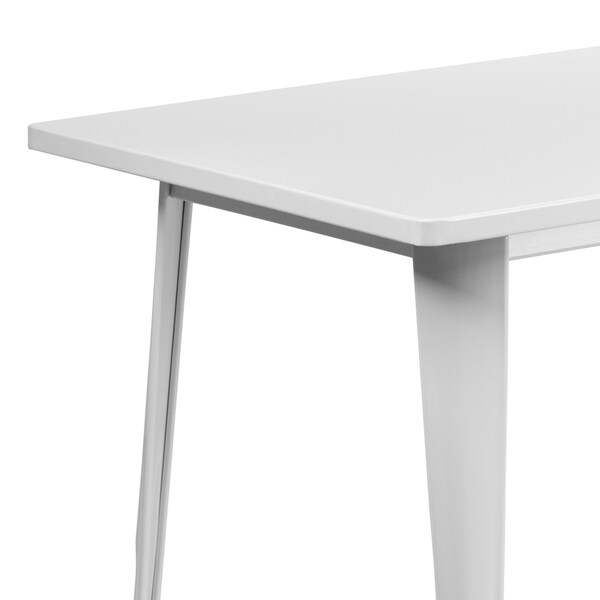 Flash Furniture Rectangle White Metal Table, 31-1/2"X63", 31.5" W, 63" L, 29.5" H, Metal, White - ET-CT005-WH-GG