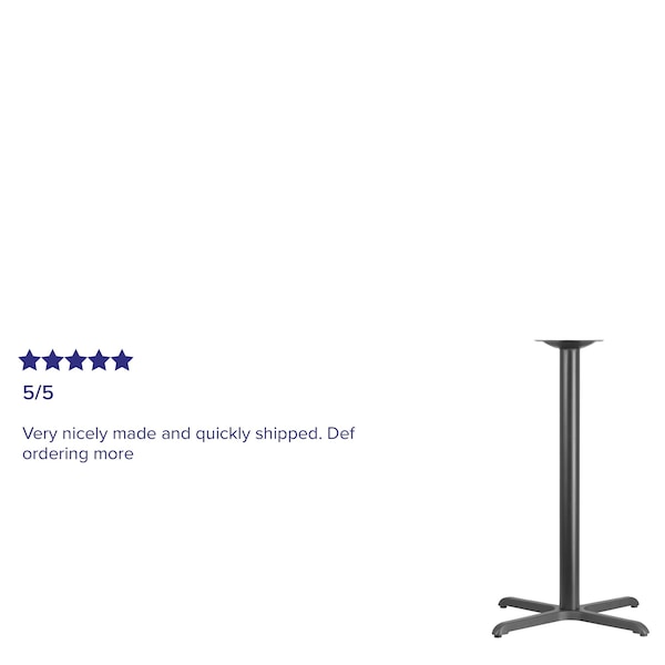 Flash Furniture Restaurant Table X-Base with 3" Dia. Bar, 30" W, 30" L, 42" H, Cast Iron, Iron, Black - XU-T3030-BAR-GG