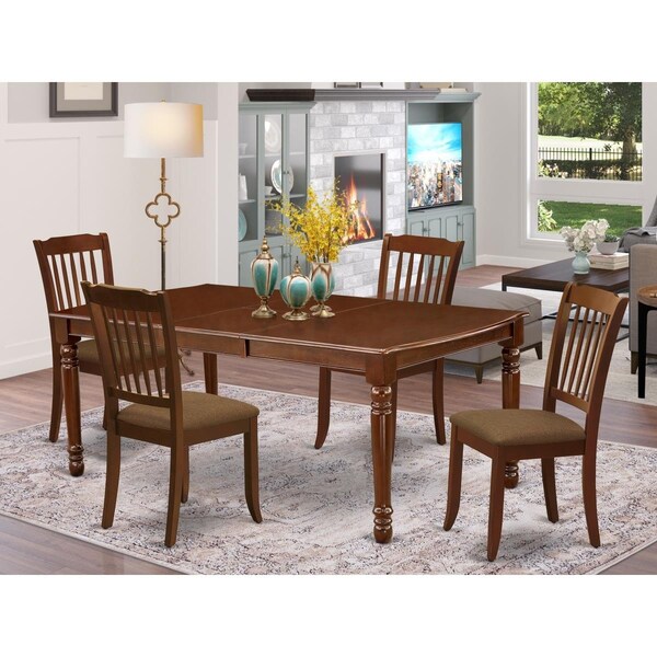 East West Furniture 5 Piece Dover Dining Set - Mahogany - DODA5-MAH-C