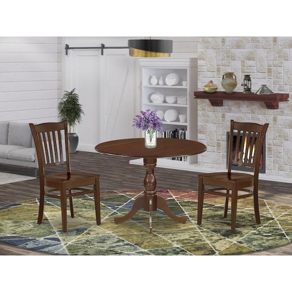 East West Furniture 3 Piece Dublin Dining Room Table Set - Mahogany - DMGR3-MAH-W