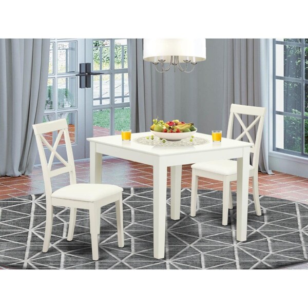 East West Furniture 3 Piece Oxford Dinette Table Set - Linen White - OXBO3-LWH-LC