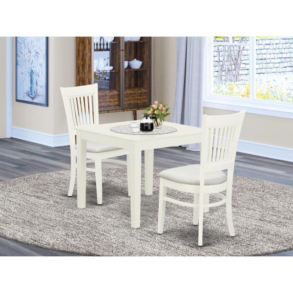 East West Furniture 3 Piece Oxford Wood Dinette Set - Linen White - OXVA3-LWH-C