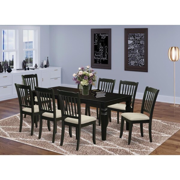 East West Furniture 9 Piece Logan Dining Set - Black - LGDA9-BLK-C