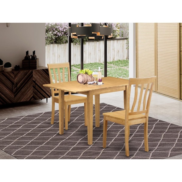 East West Furniture 3 Piece Norden Modern Dining Table Set - Oak - NDAN3-OAK-W