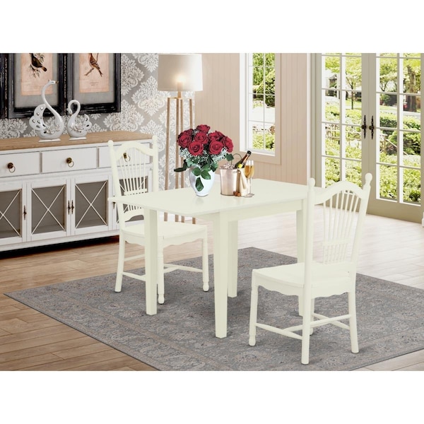 East West Furniture 3 Piece Norden Kitchen Table Set - Linen White - NDDO3-LWH-W