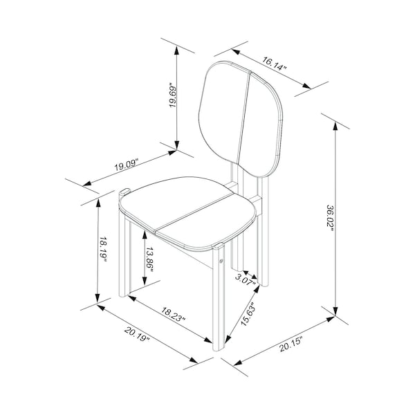 Manhattan Comfort Rectangle Dining Set of 7, 70.87 in L, MDF - 6-DT-79620-BK