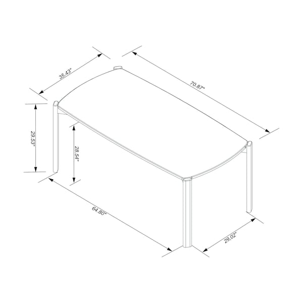 Manhattan Comfort Rectangle Dining Set of 7, 70.87 in L, MDF - 6-DT-79620-BK
