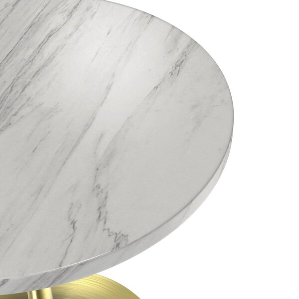 Leisuremod Round 27.55 in W, 29.34 in L, Sintered Stone/Stainless Steel, White - VT20BG-27WS
