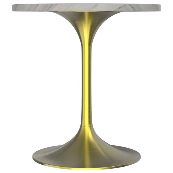 Leisuremod Round 27.55 in W, 29.34 in L, Sintered Stone/Stainless Steel, White - VT20BG-27WS