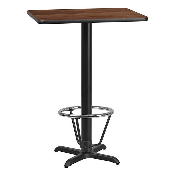 Flash Furniture Rectangle Laminate Table, 24" W, 30" L, 43.125" H, Laminate, Wood Grain - XU-WALTB-2430-T2222B-3CFR-GG