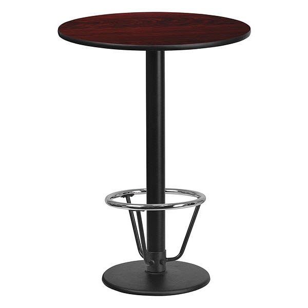 Flash Furniture Round Laminate Table, 24" W, 24" L, 43.125" H, Laminate, Wood Grain - XU-RD-24-MAHTB-TR18B-3CFR-GG