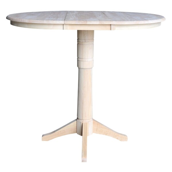 International Concepts 36" Round Extension Dining Table 40.9"H With 4 Cafe Bar height Stools - K-36RXT-27B-S6163-4