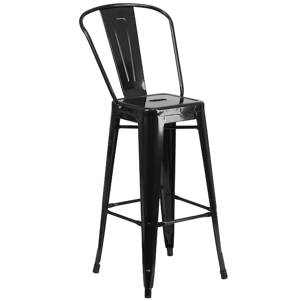 Flash Furniture Round Black Metal Bar Set, 24RD, 24" W, 24" L, 41" H, Metal, Black - CH-51080BH-2-30CAFE-BK-GG