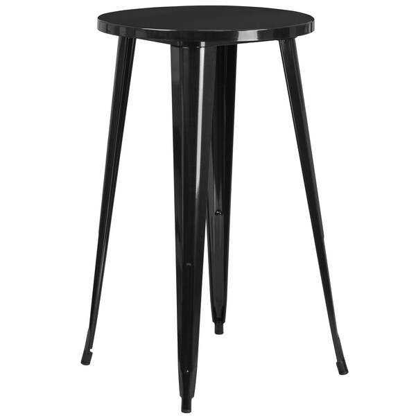 Flash Furniture Round Black Metal Bar Set, 24RD, 24" W, 24" L, 41" H, Metal, Black - CH-51080BH-2-30CAFE-BK-GG