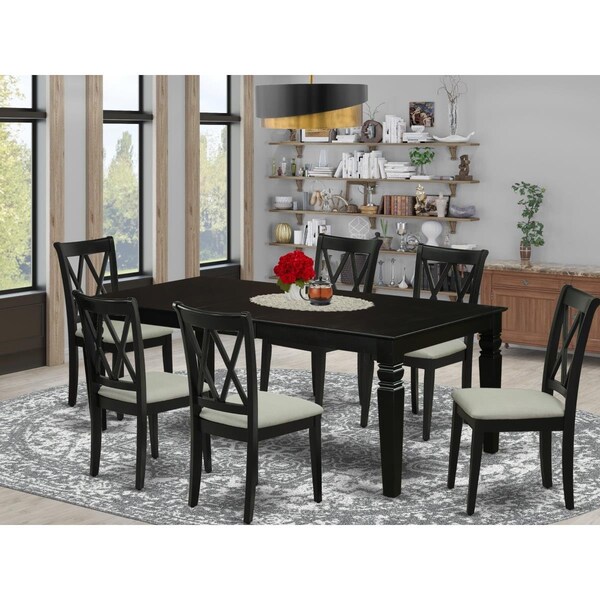 East West Furniture 7 Piece Logan Dinette Set - Black - LGCL7-BLK-C
