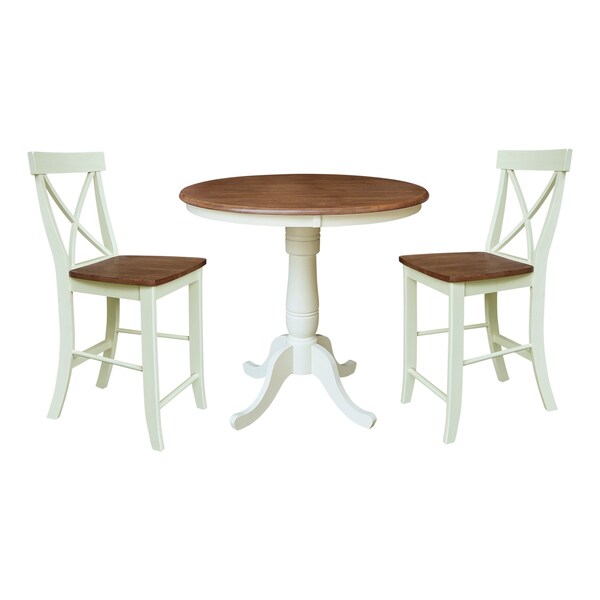 Whitewood Industries Rectangular Fixed Top Table W/ 2 Counter Height Stools, 36 in W, 35.1 in L, 36 in H, Parawood, 3 - K79-36RT-6B-S6132-2