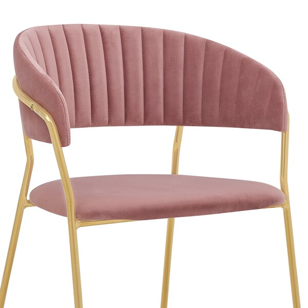 Armen Living Messina and Nara Pink Velvet 5 Piece Rectangular Dining Set - SETMSDIPNK5F