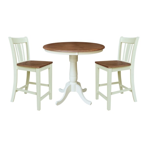 Whitewood Industries Rectangular Fixed Top Table W/ 2 Counter Height Stools, 36 in W, 35.1 in L, 36 in H, Parawood, 3 - K79-36RT-6B-S102-2
