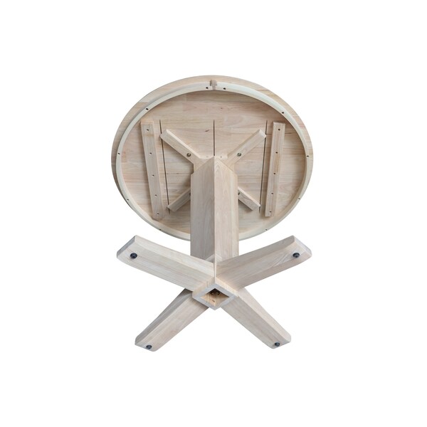 International Concepts 36 in. Solid Wood Round Top Dining Table with 4 Chairs, Unfinished - K-36RT-23B-C10-4
