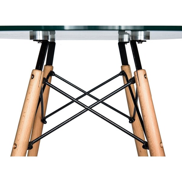 Leisuremod Round 48 in W, 29 in L, Glass/Beech Wood, Clear - EP47CLTR