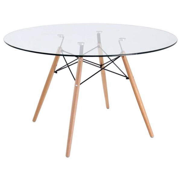 Leisuremod Round 48 in W, 29 in L, Glass/Beech Wood, Clear - EP47CLTR