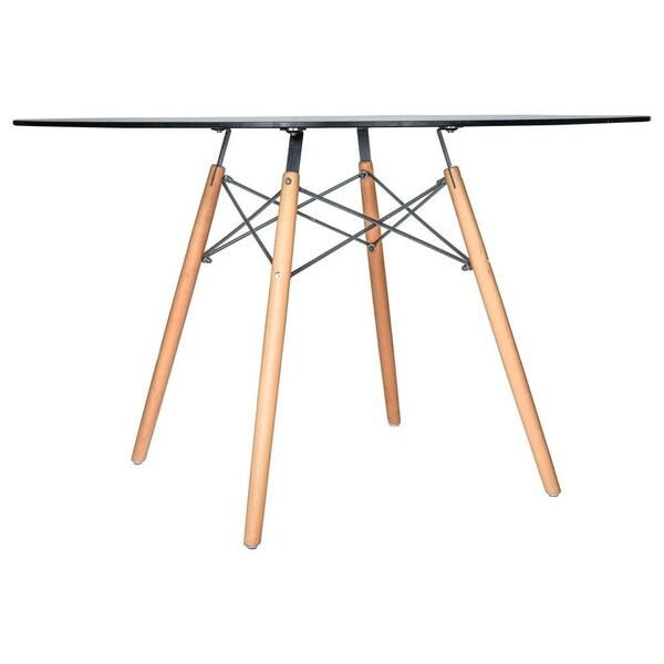 Leisuremod Round 48 in W, 29 in L, Glass/Beech Wood, Clear - EP47CLTR