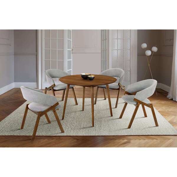 Armen Living Arcadia and Talulah 42" Round Gray and Walnut Wood 5 Piece Dining Set - SETARDI5TAGRWA42